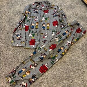Holiday Peanuts Pajama Set - Warm Flannel Long Pajamas
